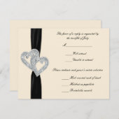 Elegante Diamond Black Ribbon Response Cards RSVP Karte (Vorne/Hinten)