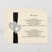 Elegante Diamond Black Ribbon Richtungskarten Begleitkarte (Vorne/Hinten)