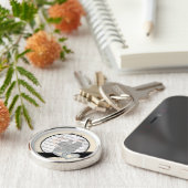 Elegante Diamond Black Ribbon Round Key Chain Schlüsselanhänger (Seite)