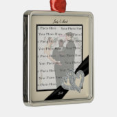 Elegante Diamond Black Ribbon SilverSquare Ornamen Silbernes Ornament (Rechts)