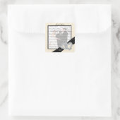 Elegante Diamond Black Ribbon Square Stickers (Tasche)