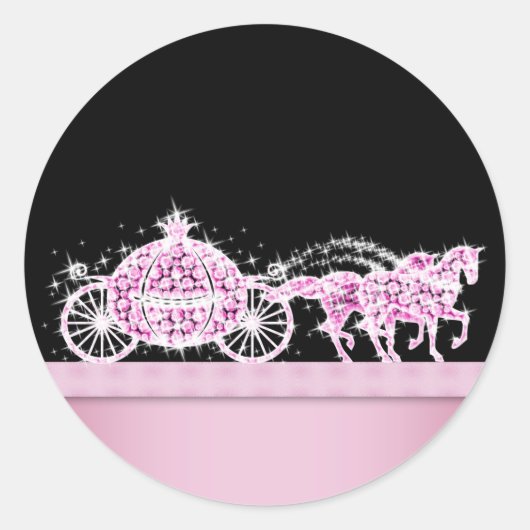 Elegante Diamond Carriage Pink Princess Stickers (Vorderseite)