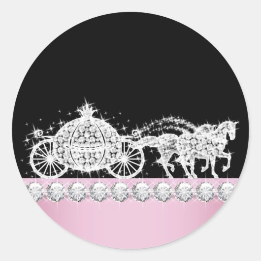 Elegante Diamond Carriage Pink Princess Stickers (Vorderseite)