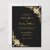 Elegante Diamond Gold Black Wedding Einladung (Vorderseite)