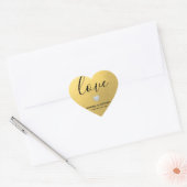 Elegante Diamond Heart LIEBE Goldene Foil Wedding  Herz-Aufkleber (Umschlag)