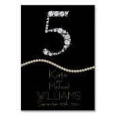 Elegante Diamond/Pearl WEDDING TABLE CARD Tischnummer (Rückseite)