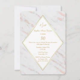 Elegante Diamond Rose Gold Marble Geburtstagsparty Einladung