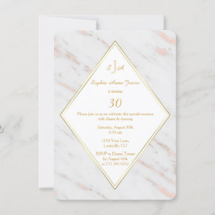 Elegante Diamond Rose Gold Marble Geburtstagsparty Einladung