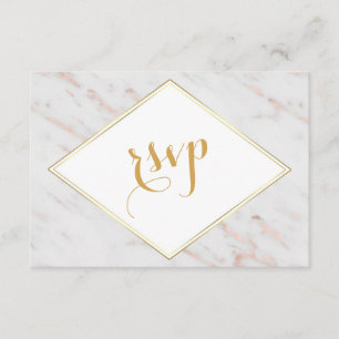 Elegante Diamond Rose Gold Marble UAWG RSVP Karte