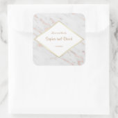 Elegante Diamond Rose Goldmedaille Hochzeit Quadratischer Aufkleber (Tasche)