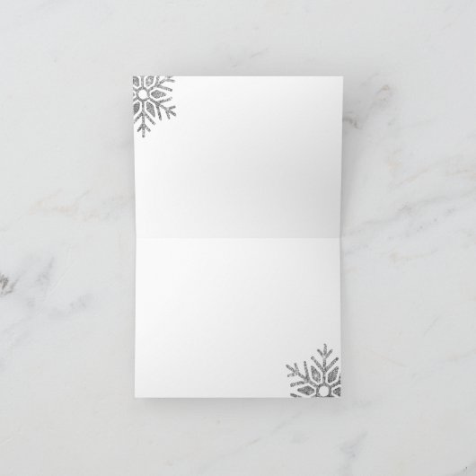 Elegante Diamond Snowflake auf schwarz Dankeskarte (Innenseite)