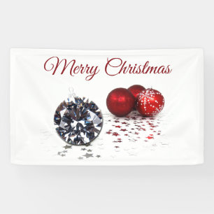 Elegante Diamond und Rote Weihnachtsschmuck Banner