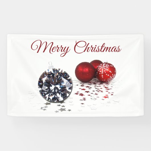 Elegante Diamond und Rote Weihnachtsschmuck Banner (Horizontal)