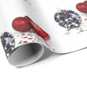 Elegante Diamond und Rote Weihnachtsschmuck Geschenkpapier (Rolleneckpunkt)