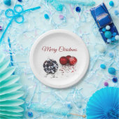 Elegante Diamond und Rote Weihnachtsschmuck Pappteller (Party)