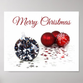 Elegante Diamond und Rote Weihnachtsschmuck Poster