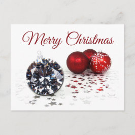 Elegante Diamond und Rote Weihnachtsschmuck Postkarte