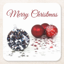 Elegante Diamond und Rote Weihnachtsschmuck Rechteckiger Pappuntersetzer