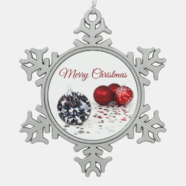 Elegante Diamond und Rote Weihnachtsschmuck Schneeflocken Zinn-Ornament