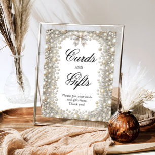 Elegante Diamonds and Pearls Bow Cards and Gifts Poster