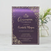 Elegante Diamonds Frame Lila Quinceñera Einladung (Stehend Vorderseite)