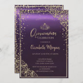 Elegante Diamonds Frame Lila Quinceñera Einladung (Vorne/Hinten)