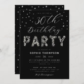 Elegante Diamonds Glitzern Glitzer Geburtstagspart Einladung (Vorne/Hinten)