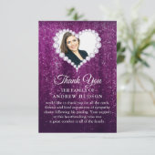 Elegante Diamonds Lila Begräbniskarte Dankeskarte (Stehend Vorderseite)