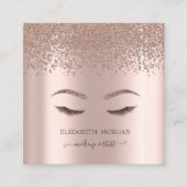 Elegante Diamonds Rose Gold Glitzer Imitate Lashes Quadratische Visitenkarte (Vorderseite)