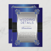 Elegante Diamonds Sapphire Wedding Details Beilage Einladung (Vorne/Hinten)