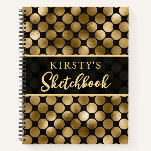 Elegante Dicke Goldene Kreise Glitzer Skizzenbuch Notizblock