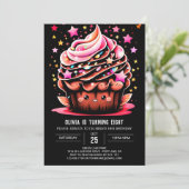 Elegante Digital Cupcake Girl zum Geburtstag Einladung (Stehend Vorderseite)