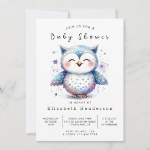 Elegante Digital Owl Babydusche Einladung