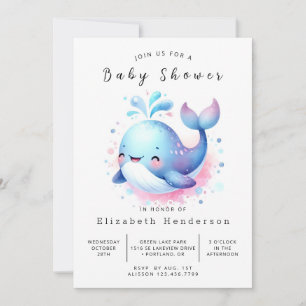 Elegante Digital Whale Baby Shower Einladung