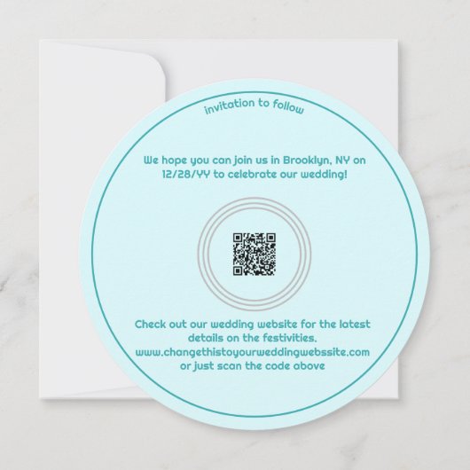 Elegante Disco Ball Aquamarin Save The Date (Rückseite)