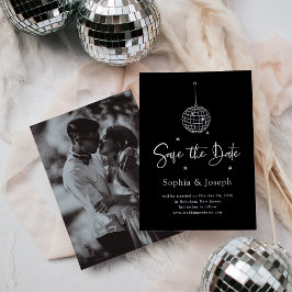 Elegante Disco Ball Minimalistisch | Foto Save The Date