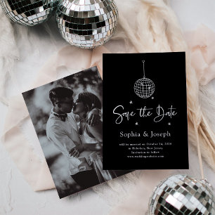 Elegante Disco Ball Minimalistisch Foto Save The Date