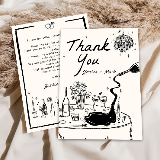 Elegante Disco Wedding Dankeschön Card Einladung