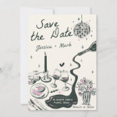 Elegante Disco Wedding rettet das Datum Einladung (Vorderseite)