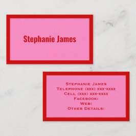 Elegante DIY-Farben Rosa #3 Rot Visitenkarte