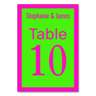 Elegante DIY-Farben schockieren rosa Limettengrün Tischnummer