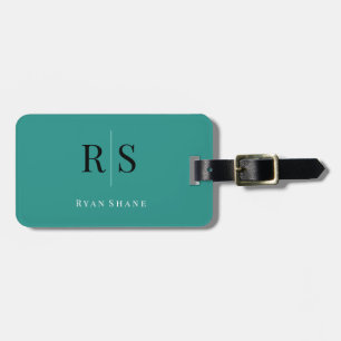 Elegante DIY Monogram Name & Info, Aquamarin Schwa Gepäckanhänger