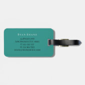 Elegante DIY Monogram Name & Info, Aquamarin Schwa Gepäckanhänger (Rückseite horizontal)