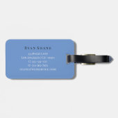 Elegante DIY Monogram Name & Info, Blue Schwarz-we Gepäckanhänger (Rückseite horizontal)