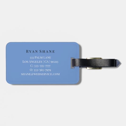 Elegante DIY Monogram Name & Info, Blue Schwarz-we Gepäckanhänger (Rückseite horizontal)