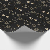 Elegante DOG PAW DRUCKEN und LIEBE HEARTS Geschenkpapier (Ecke)