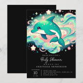 Elegante Dolphin Baby-Dusche Einladung (Vorne/Hinten)