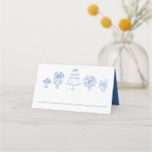 Elegante Doodles Hand Drawn Scribbles Wedding Part Platzkarte (Rückseite)