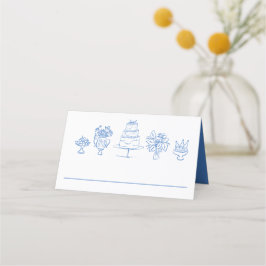 Elegante Doodles Hand Drawn Scribbles Wedding Part Platzkarte