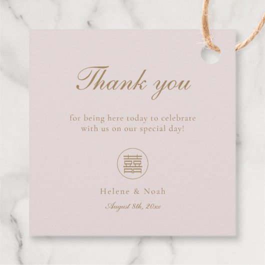 Elegante Doppelglücklichkeit Rosa Moderne Asiatisc Geschenkanhänger (Rückseite)